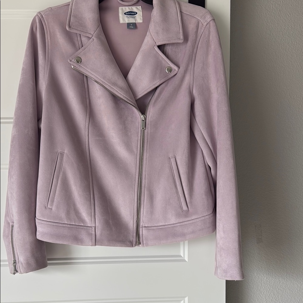 Old Navy Women's Lavender Faux Suede Moto Jacket